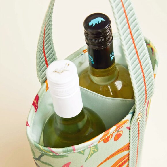 Double Wine Caddie - Laminated Cotton - Tropical Design - NWT - Picture 2 of 4